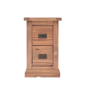 Tirolo 2 Drawer Petite Bedside Table Brass Drop Handle