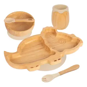 5pc Bamboo Dinosaur Baby Weaning Set - Beige