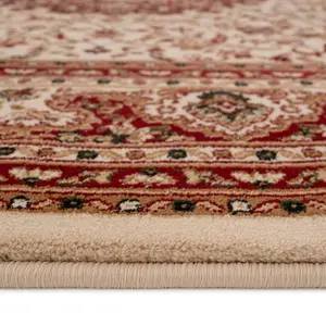 Red Cream Gold Classical Oriental Medallion Area Rug 120cm x170cm