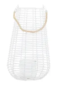 Interiors by Premier Lentigo Large White Rattan Lantern