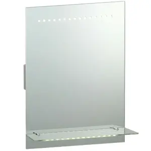 2 PACK IP44 LED Bathroom Mirror 50cm x 39cm Vanity Light Shelf & Shaver Socket