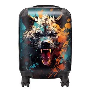 Splashart Angry Hyena Face Suitcase - Mini Cabin