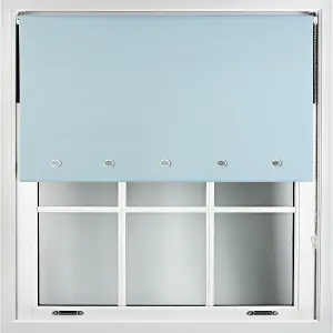 Furnished Made to Measure Blackout Roller Blinds with Round Eyelets and Metal Fittings - Duck Egg Blue (W)150cm (L)210cm