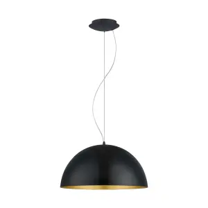 Pendant Ceiling Light Black Outer Colour Gold Inner Colour Shade Bulb E27 60W