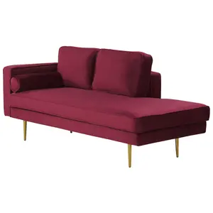 Left Hand Velvet Chaise Lounge Dark Red MIRAMAS