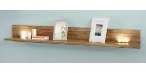 Wall Shelf Panel LED Lights 200cm 2m Display Storage Medium Oak Effect Unit Gent