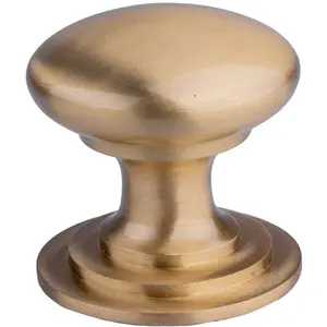 Victorian Tiered Door Knob - 42mm Satin Brass Cabinet Pull Handle Round Rose