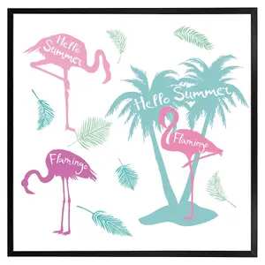 Palm & flamingo (Picutre Frame) / 16x16" / White