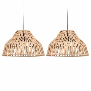 First Choice Lighting Set of 2 Clara Natural String Pendant Lightshades