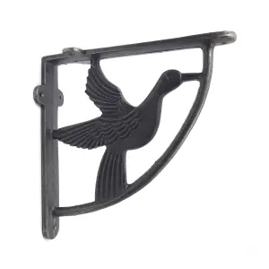 Oakcrafts - Pair of Antique Cast Iron Hummingbird Shelf Brackets - 180mm x 180mm