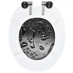 WC Toilet Seats 2 pcs with Soft Close Lids MDF Water Drop Design