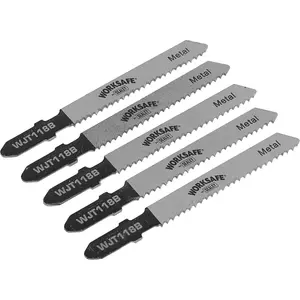 5 PACK 55mm HSS Metal Jigsaw Blade - 12 TPI - Wavy Set Teeth - Metal Saw Blade