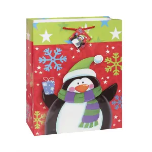 Unique Party Penguin Christmas Gift Bag Red/Multicoloured (One Size)