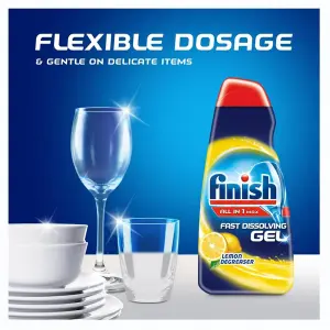 5 x Finish All In One Max Dishwasher Degreaser Fast Dissolving Gel Lemon 700 ml