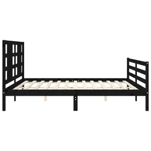 Berkfield Bed Frame with Headboard Black 200x200 cm Solid Wood