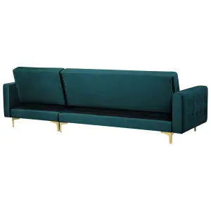 Corner Sofa with Ottoman ABERDEEN Teal Velvet Left Hand