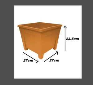 27cm Square Terracotta Colour Grosvenor Plastic Patio Planter