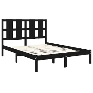 Berkfield Bed Frame Black Solid Wood Pine 140x190 cm