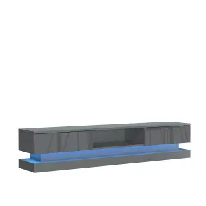 Bloom TV Unit 180cm Dark Grey with High Gloss Doors and LED Lighting - Creative Furniture