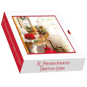 Out Of The Blue Home For Christmas Square Card (Pack of 12) White/Red (One Size)