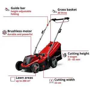 Einhell GE-CM 18/33 18v Cordless Lawnmower 33cm Lawn Mower + Grass Trimmer 2x4ah