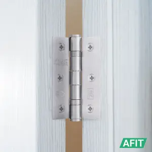 AFIT Satin Chrome Door Hinges - 3 Inch / 76mm  Internal Fire Door Hinges - 1.5 Pairs