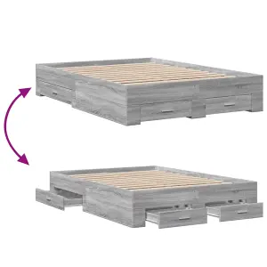 Berkfield Bed Frame with Drawers without Mattress Grey Sonoma 120x190 cm Small Double