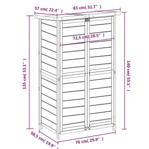 Berkfield Garden Tool Shed Mocha 83x57x140 cm Solid Wood Pine