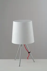 Luminosa MARLEY Table Lamp with Round Tapered Shade White, Aluminum Lampshade 25x43.5cm