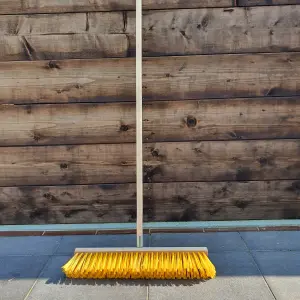 Heavy Duty Garden Broom Head, Outdoor 20" Synthetic Hard Bristle Sweeping Brush for Cleaning Gardens, Yards, Patios (Green)