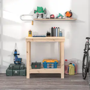 Berkfield Work Bench 80x50x80 cm Solid Wood Pine