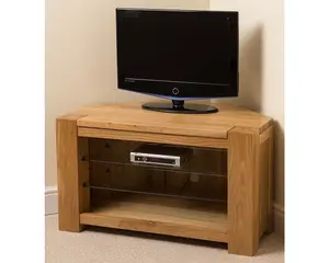 Kuba Solid Oak Corner TV Unit with Storage