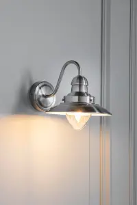 Anson Lighting Shelby Wall light finished in Satin nickel plate and clear glass