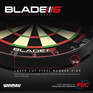 Winmau Blade 6 Triple Core Professional PDC Dartboard with Official tournament specifications