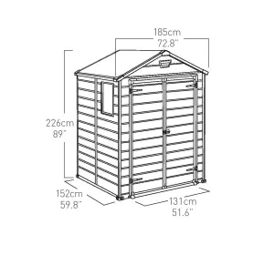 Keter Manor Apex Grey Plastic 2 door Shed with floor (Base included)