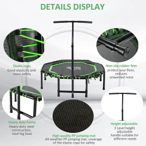 HOMCOM Foldable Trampoline w/ Adjust Handle, Max Load 100 KG - Green