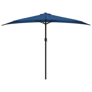 Berkfield Balcony Parasol with Aluminium Pole Blue 300x150x253 cm Half