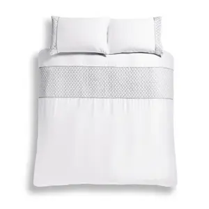 Catherine Lansfield Deco Sequin Duvet Cover Set with Pillowcases White