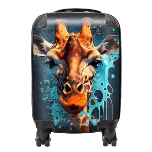 Blue Giraffe Face Splashart Suitcase - Small