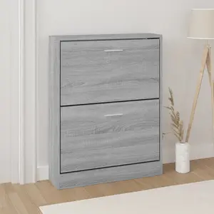 Berkfield Shoe Cabinet Grey Sonoma 59x17x81 cm Engineered Wood