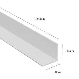 3 x White 1 Metre UPVC Plastic Rigid Angle 40 x 40mm Corner Cover Trim 90 Degree