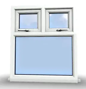 1195mm (W) x 1195mm (H) PVCu StormProof Casement Window - 2 Top Opening Windows -  Toughened Safety Glass - White