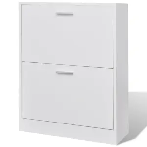 White Wooden Shoe Cabinet with 2 Compartments