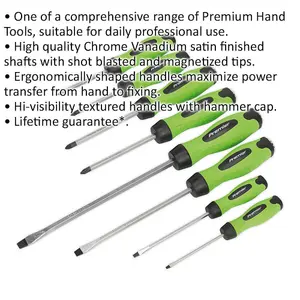 8 PACK - Hi-Vis Green Hammer Through Screwdriver Set - Hammer Strike Chisel Cap