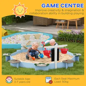 Outsunny Kids Sandbox Outdoor Playset for 3-7 Years Old, Blue