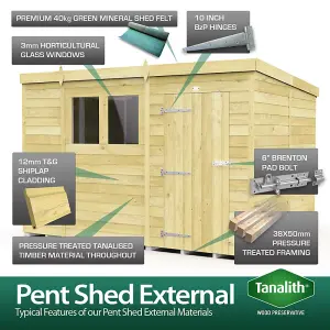 18 x 6 Feet Pent Security Shed - Double Door - Wood - L178 x W533 x H201 cm