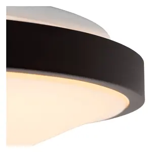 Lucide Dasher Modern Flush ceiling light Bathroom 29,3cm - LED - 1x12W 2700K - IP44 - Black