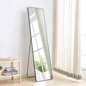 Black Freestanding or Wall Mounted Rectangular Full Length Framed Mirror W 47 x H 157 cm