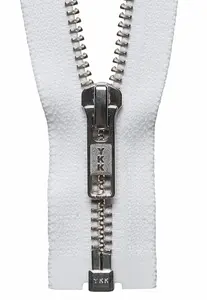 N/FREE O/E ZIP 36CM - Nickel Free Metal Open End Zip: 36cm: White - YKK