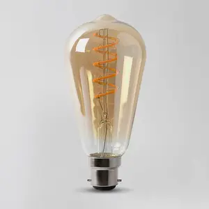 4w B22 Vintage Edison ST64 LED Light Bulb 1800K Spiral Filament Teardrop High CRI Dimmable - SE Home